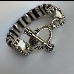King Baby stingray bracelet w/ sterling silver links & crowns